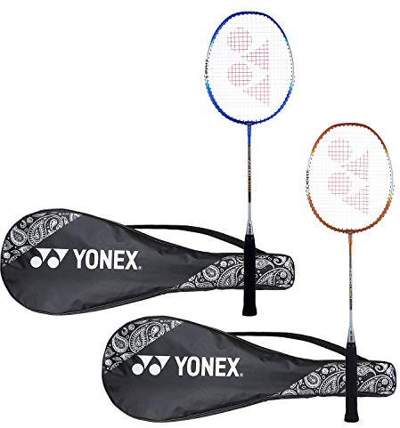 YONEX ZR 100 Lightweight Aluminium Badminton Rackets with Full Cover Blue & Blue Made in India (Pack of 2)