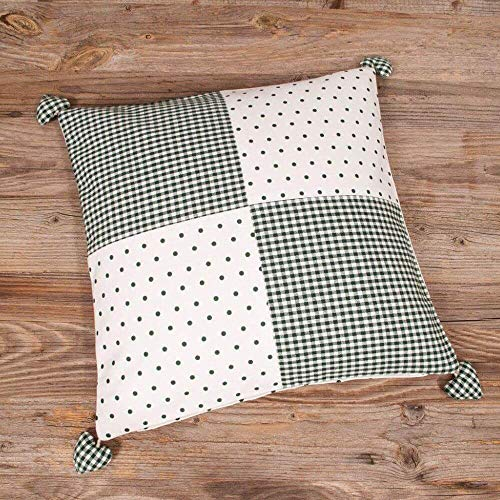 Kissen-Bezug in 40x40 cm für Deko-Kissen Sofa-Kissen - Baumwolle Kissen-Hülle LISE grün im karierten Landhaus-Stil - Waschbarer Reißverschluss Zierkissen-Bezug für Kopfkissen Couchkissen