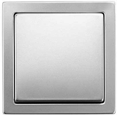 Komplett-Set Busch-Jaeger (Original) PUR Edelstahl, 1-fach Rahmen mit Wippschalter und Schalter-Abdeckung-Wippe in PUR Edelstahl