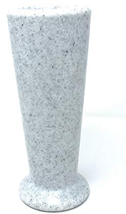OPTIMUM Slim Memorial Cemetery Flower Vase - Plastic (White Granite) With Metal Ground Spike , Grave Marker , Decorations For Gravesite , Headstone Flowers Holder , Garden Lawn & Yard