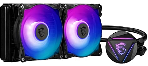 MSI MAG CORELIQUID 240R CPU-Wasserkühlungskit, rotierender ARGB-Wasserblockkopf, integrierte Kühlerpumpe, Split-Flow-Layout, Verdunstungsschutzrohre, einfache Installation, AMD- und Intel-kompatibel