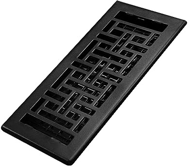 Decor Grates AJH410-BLK Oriental Floor Register, 4x10 Inches, Textured Black