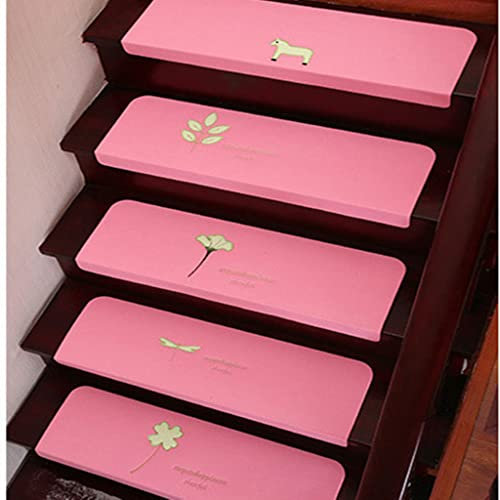 Generic Leuchtendes Design Treppenstufen Selbstklebend Anti-Rutsch Teppichstreifen Waschbar PVC Landung rutschfest Treppenteppiche für Indoor-Holzstufe (Color : Pink, Size : 02-21 * 55 * 4.5cm)