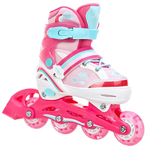 RAVEN Inline Skates Pattini in linea per bambini ragazze regolabili (Zoya, 27-30 (16,5cm-18,5cm))