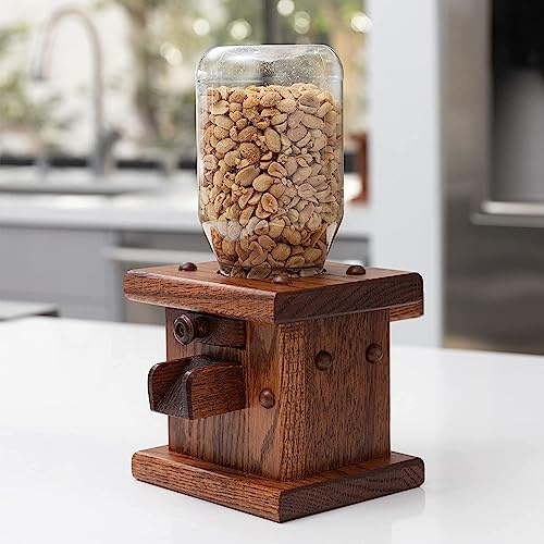 Amish Crafted Wooden Candy Dispenser - Amish Handmade Containers & Storage For Gummy Or Peanut- Wood Storage Gumball Machine For Skittles Or M&Ms - Cereal Dispenser Countertop (Harvest)