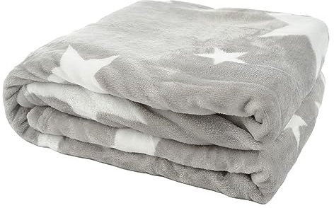 H HANSEL HOME Manta para Sofá Extrasuave Microfibra, Manta Sofa Franela, Manta Polar para Cama, para Toda Estación - Estrella,130x160cm