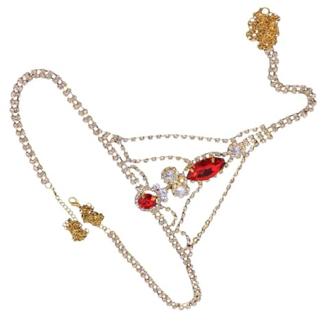 Holibanna ChaîNe De Corps En Strass Pour Femmes Bijoux De Corps Sexy Doré Culotte Bijoux Pour FêTe Festival Danse ÉLéGants 43.31X23.62In