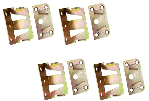 4 Pack Bed Rail Brackets, Heavy Duty Centre Rail Bed Beam Connecting Fixings, Bed Rail Bracket Fittings Fastener for Bed Beam Support Bed Frame Fixing, Colored Zinc