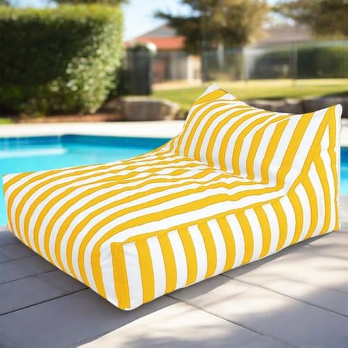 SXBCyan Sitzsäcke Schwimmender Sitzsack for Pool - King-Size-Outdoor-wasserdichter Oxford-Sitzsackbezug, Schwimmt Liege Ohne Füllstoff, Gestreifter Outdoor-Strand-Pouf, Sitzsack, Schlafsofa(Yellow)