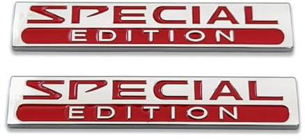 2 adesivi in metallo cromato, edizione speciale, logo auto, emblema laterale 3D, adesivo premium per auto da corsa sportiva (argento e rosso)