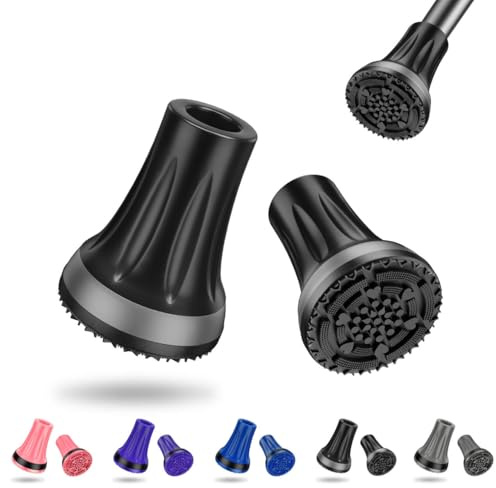 supregear Käppskydd Gummi 16mm (2-pack), Halkfria Utbytbara Gummitoppar 5/8 tum (16mm) för Käppar, Kryckor och Vandringsstavar, Svart