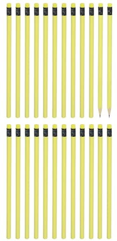 PATIKIL Triangelformade träpennor bulk, 24-pack HB grafitpennor med suddgummi för kontorsmaterial, teknisk märkning, skrivkonst, ritningsmaterial, gul