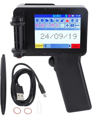 Srliya Pistola de Impresora de Inyección de Tinta Portátil con LED HD 4.3 Pulgadas de Pantalla Táctil N6 sin Cartucho de 12.7 Mm para Código de Barras de Código QR