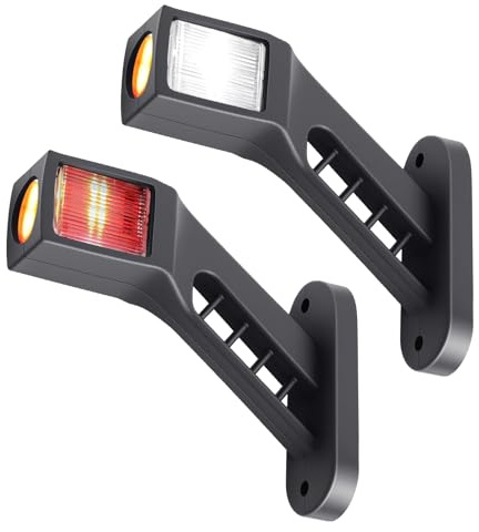PROZOR 2X6LED Indicatore Ingombro 140mm 12/24V Luce Ingombro Camion Omologato E-Mark E9 Luci di Posizione Laterali Impermeabile IP65 Luci Posizione 3 Lati 3 Colori per Camion, Rimorchio, RV, Caravan