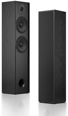 Elimavi Passive Floorstanding Stereo Speakers, Tower Design with 1 Tweeter and 6.5 Woofer, Two-Way System, 4-Ohm Impedance, 120W RMS, Sturdy MDF Cabinet, Ideal for Home Theater Systems, Black