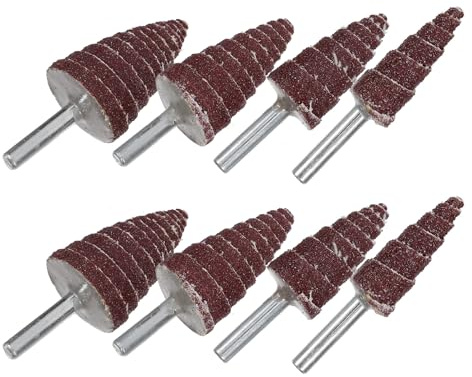 SHINEOFI Kit 8 Pezzi Mole Abrasive Lamellari Coniche 6Mm per Smerigliatrice Elettrica Ruote Abrasive di Ricambio per Levigatura Metallo Legno Plastica Compatibili Trapani Professionali