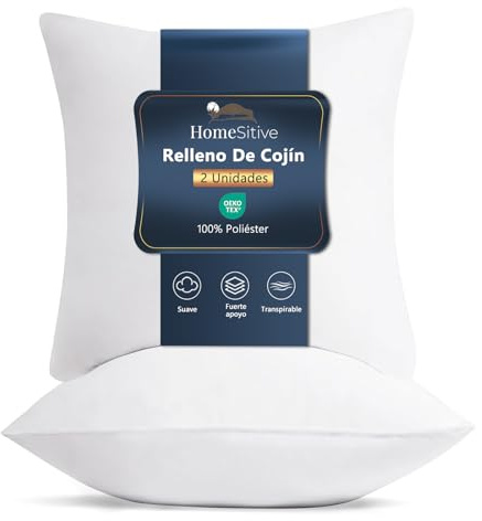 HomeSitive Relleno de Cojín 55x55cm (2 Unidades), Relleno Cojin Fibra Hueca Siliconada 100% Poliéster,Suave Sofa Cojines Decorativo Cama,para Casa, Dormitorio