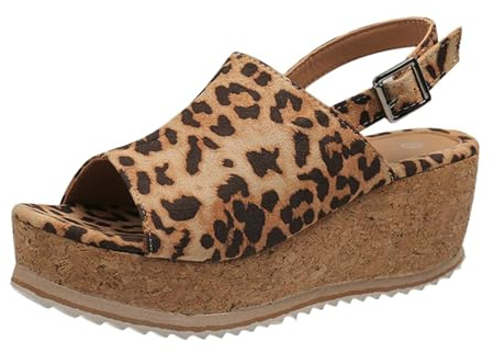 Sandaletter dam, kilklack, platå, dam, sandaletter, sommar, utomhus, sandaler med klack, strand, peep toe, kilsandaler, stor storlek, sommarskor, leoprint, sommarskor, eleganta Slingback sandalett
