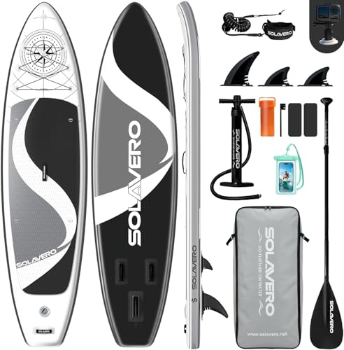 SOLAVERO Inflatable Stand Up Paddle Board for Adults, SUP Board Kit, 200kg