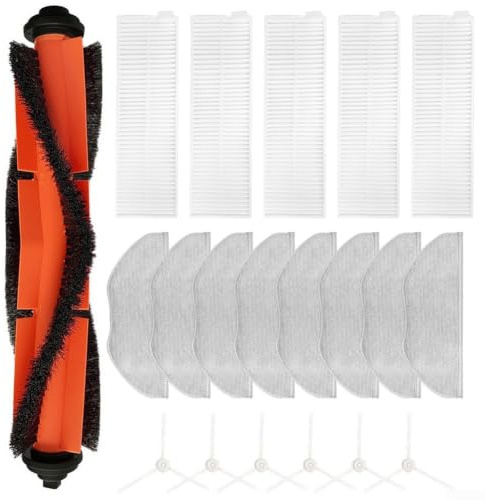 Huvudborste sidoborste filter moppduk kit för LG CordZero R3 för prime robotdammsugare, reservdelar set med mikrofiberdynor och nylonborst för djuprengöring av golv och hörn effektivt (B)