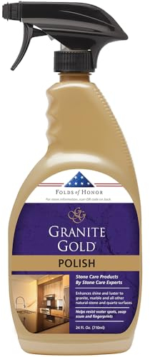 Granite Gold Polish Spray Streak-Free Shine for Granite, Quartz, Marble, Travertine, Natural Stone Countertops, 710 mL