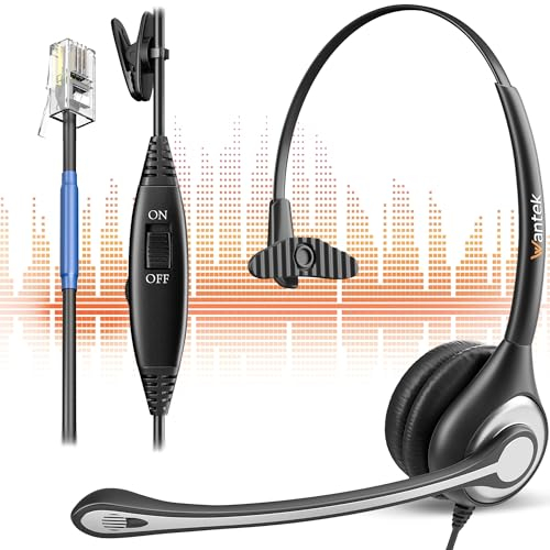 Wantek Phone Headset with Microphone Noise Cancelling & Mute Switch