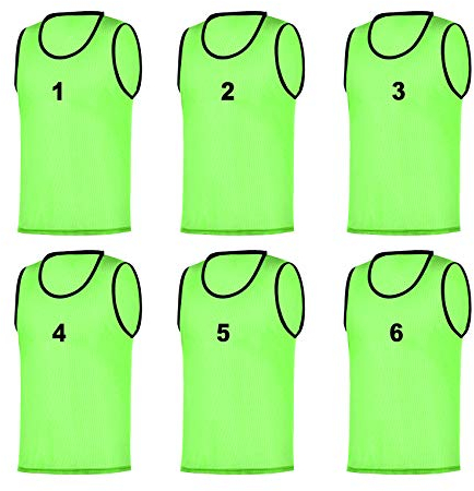 RHINOS sports Leibchen Set (6 Stück) | Nummeriert 1-6 | Grün | Größe M | Erwachsene