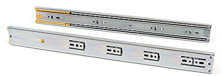 EMUCA - Guías Laterales para cajones con rodamiento de Bolas 45mm x 500mm, Pack de 5 Juegos de guías de extracción Total con Cierre Suave
