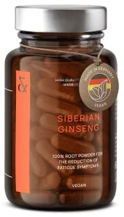 Siberian Ginseng Extract - 900mg Eleutherococcus Root Powder - Reduction of Tiredness & Fatigue - 60 Ginseng Capsules - Vegan - Made in Germany