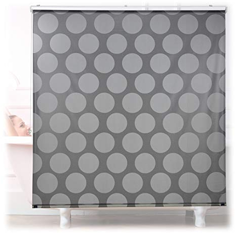 Relaxdays Duschrollo, 160x240 cm, Seilzugrollo für Dusche & Badewanne, Badrollo wasserabweisend, Decke & Fenster, grau