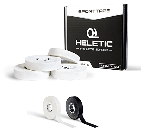 HELETIC Fingertape 4er Set Sporttape 1,5cm x 10m Athlete Edition - Tape mit extra starker Klebkraft, leicht abreißbar & wasserabweisend (weiß)