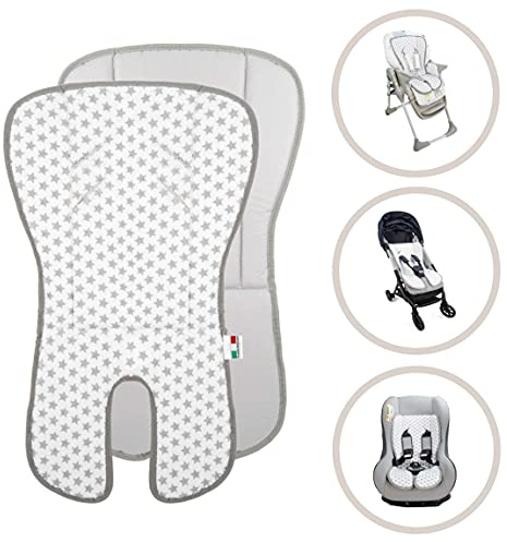 Babysanity® Morbido Riduttore Passeggino Universale Copri Seggiolone Pappa Ovetto Seggiolino Auto 100% Spugna di Cotone Materie Prime e Confezionamento Made in Italy (Materassino Spugna Stella)