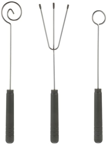 Luxshiny 3pcs Stainless Steel Dipping Fork Set - Dipping Tools for Cheese, Chocolate & Jam (3 Styles: 3-Prong, Spiral & Round) - 20cm Dessert Decorating Utensils for Parties, DIY & Home Use