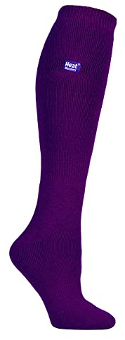 HEAT HOLDERS Lite - Ladies Thin Extra Long Knee High 1.6 TOG Patterned Winter Warm Thermal Socks (4-8 UK, Purple)