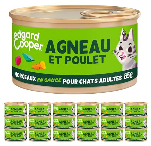Edgard & Cooper Poulet Agneau 18 x 85 g Aliment humide Sans céréales, Pâte riche en protéines, Sans sucres ajoutés