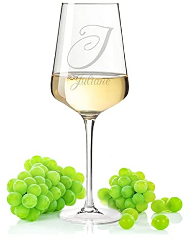 GRAVURZEILE Leonardo Puccini Weinglas mit Gravur - Buchstabe - Personalisiert mit Initial & Name - Geburtstagsgeschenk für Sie & Ihn - Geeignet als Rotweinglas Weißweinglas - Farbe: Puccini