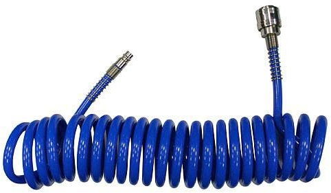 PROREGAL Sicherheits Spiral-Druckluftschlauch PU010 | 5 Meter | Ø 8x10mm | Anschluss 3/8 | 12bar | Kompressorschlauch, Gewebeschlauch, Druckluftspiralschlauch