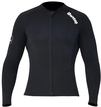 Owntop Neoprenanzug Jacke für Herren - 2mm Neoprenanzug Top Langarm, Frontreißverschluss für Tauchen Surfen Schnorcheln Schwimmen, Herren Schwarz XXL