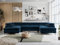 MKS MEBLE Sofa U-Form Blau, Wohnlandschaft U-Form, Sofa mit Schlaffunktion und Bettkasten, Schlafsofa mit Bettkasten, Couch mit Verstellbare Kopfstützen - Peter U - Dunkelblau Velvet Hydrophob