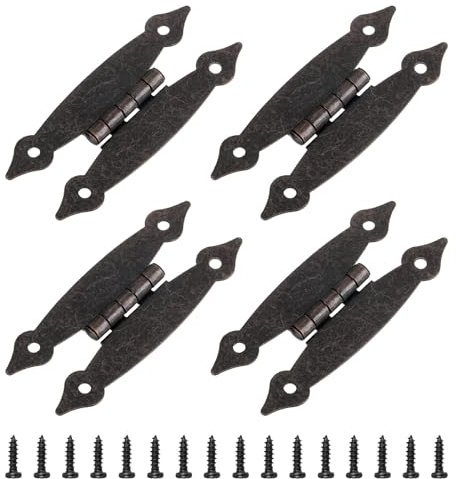 QUARKZMAN 4pz Cerniera a H Cerniera Piatta Metallo Cerniera per Porta Armadio Cerniera per Montaggio a Incasso Viti per Porta Armadio, 3.5x1.5 Pollici Bronzo Rosso
