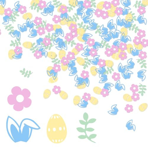 LunarCharm 100 unidades de confeti de Pascua, decoración de mesa, confeti, manualidades, Pascua, decoración de mesa, conejo, huevos, elementos para manualidades, Pascua, regalos, conejos de Pascua