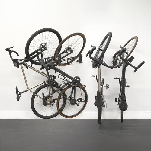 StoreYourBoard SwivelStow Bike Rack Garage Storage Rack 4 Pack - 4 Road & Gravel Bike Wall Mounts - Heavy Duty Bike Hanger - No-Lift Bike Rack Garage Storage Rack - Holds 70 lb Capacity