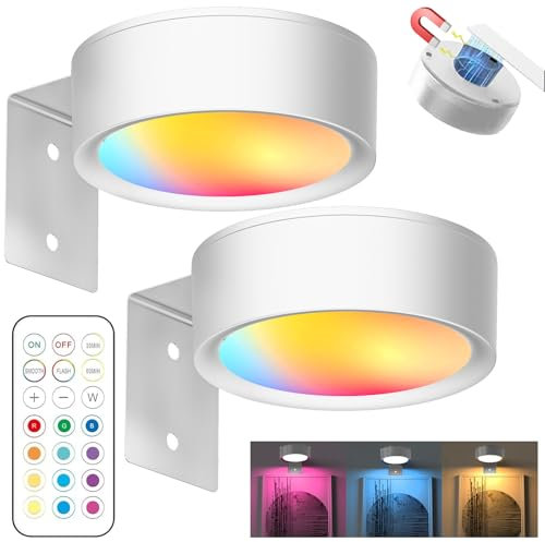 YOUYIKE 2 Luce per Quadri Senza Fili con Telecomando, 13 Modalità di Illuminazione, Illuminazione a Batteria, Quadri Lampada, Applique Quadro Luci per Esposizione Pittura Vetrina (Bianco)