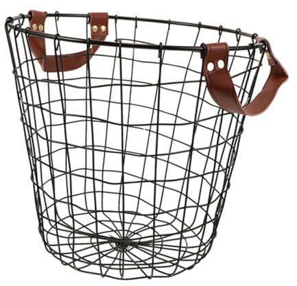 UPKOCH Cesto in Metallo Rotondo Per Combustibile Da Ardere Con Manico, Grande Contenitore Ventilato Multifunzionale Per Combustibile, Organizer Rustico Da Esterno e Interno