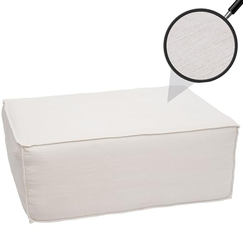 Mendler Ottomane HWC-O54 - Reposapiés para chaise longue (300 g/m²), 38 x 75 x 97 cm, color crema