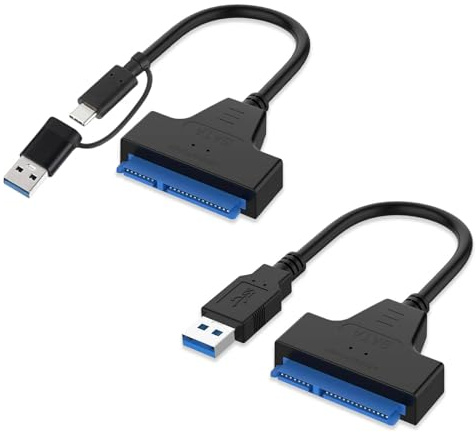 Meunhy USB 3.0 to SATA Adapter Set, 2PCS SATA to USB Adapter, Connector Lead Sata III, High-Speed Data Transfer for 2.5/3.5 SSD/HDD, Portable & Plug and Play