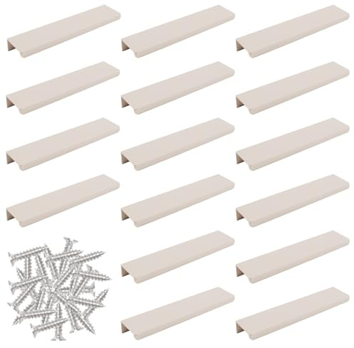 MOROBOR 16 pièces poignées à bord de doigt gris cachemire, alliage d'aluminium, poignées dissimulées, style moderne, poignées de tiroir pour maison, cuisine, porte, armoire, 150 mm