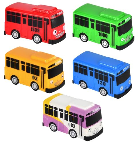 QminTouyzs 5PCS Toy Bus, Pull Back Vehicles Toy, The Little Bus Toys for Kids, 1:64 Scale Model Car Toys for Toddlers, Durable School-Car Vehicles Cars for Indoor and Outdoor Play (multicolored 5pcs)