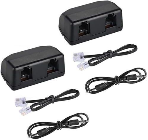 2-Pack Analog Telephone Adapter Splitter for Telephone & Voice Recorder