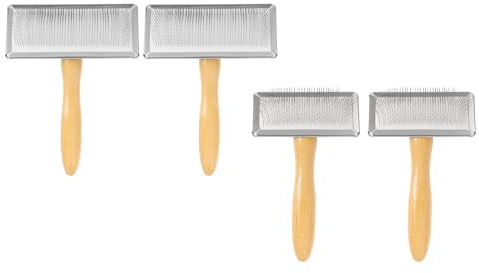 QUARKZMAN 4 Pcs Carde À Laine, Brosse À Carder Manuel 2 Grandes Et 2 Moyennes Outil De Toilettage Pour Animaux En Bois Pour Feutrage À L'Aiguille Toilettage Pour Animaux Fournitures
